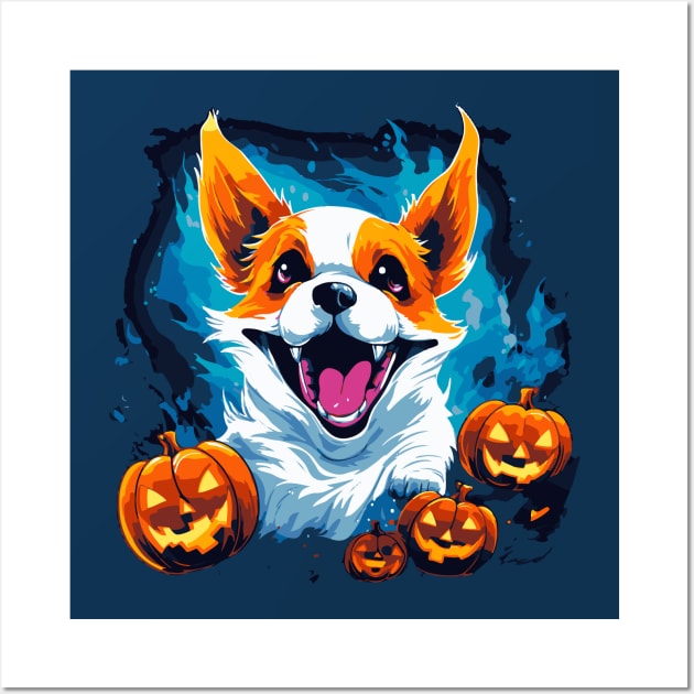 Corgi halloween ghost dog Wall Art by tatadonets